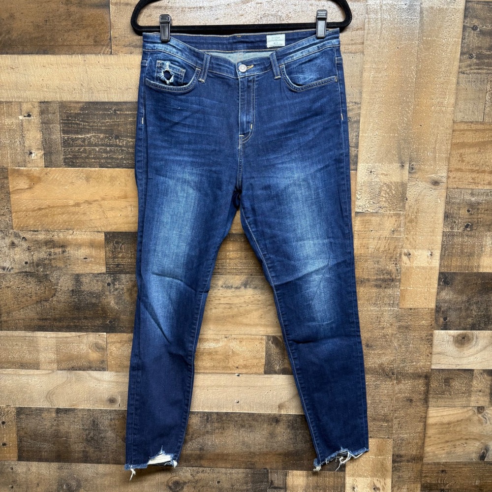 BRIDGE BY‎ GLY Dark Wash Distressed Skinny Jeans Raw Hem Women's Size 31